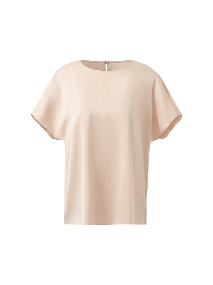 22 Momme Mulberry Silk Round Neck Women T-Shirt