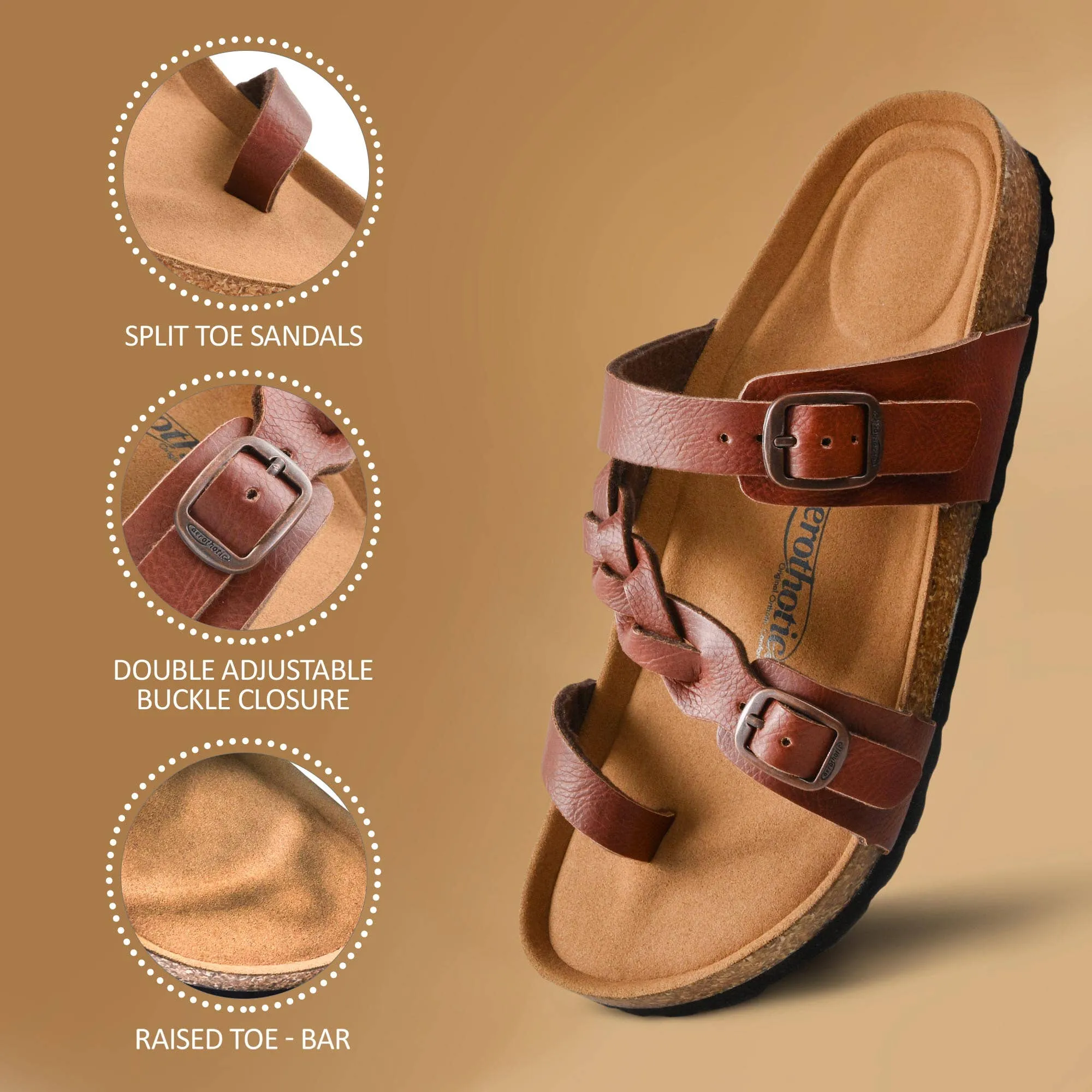 Aerothotic Seraph Comfort Slide Sandals in Tan