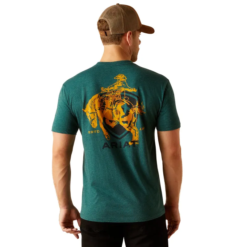 'Ariat' Men's Ariat 'Abilene Shield' T-Shirt - Dark Teal Heather