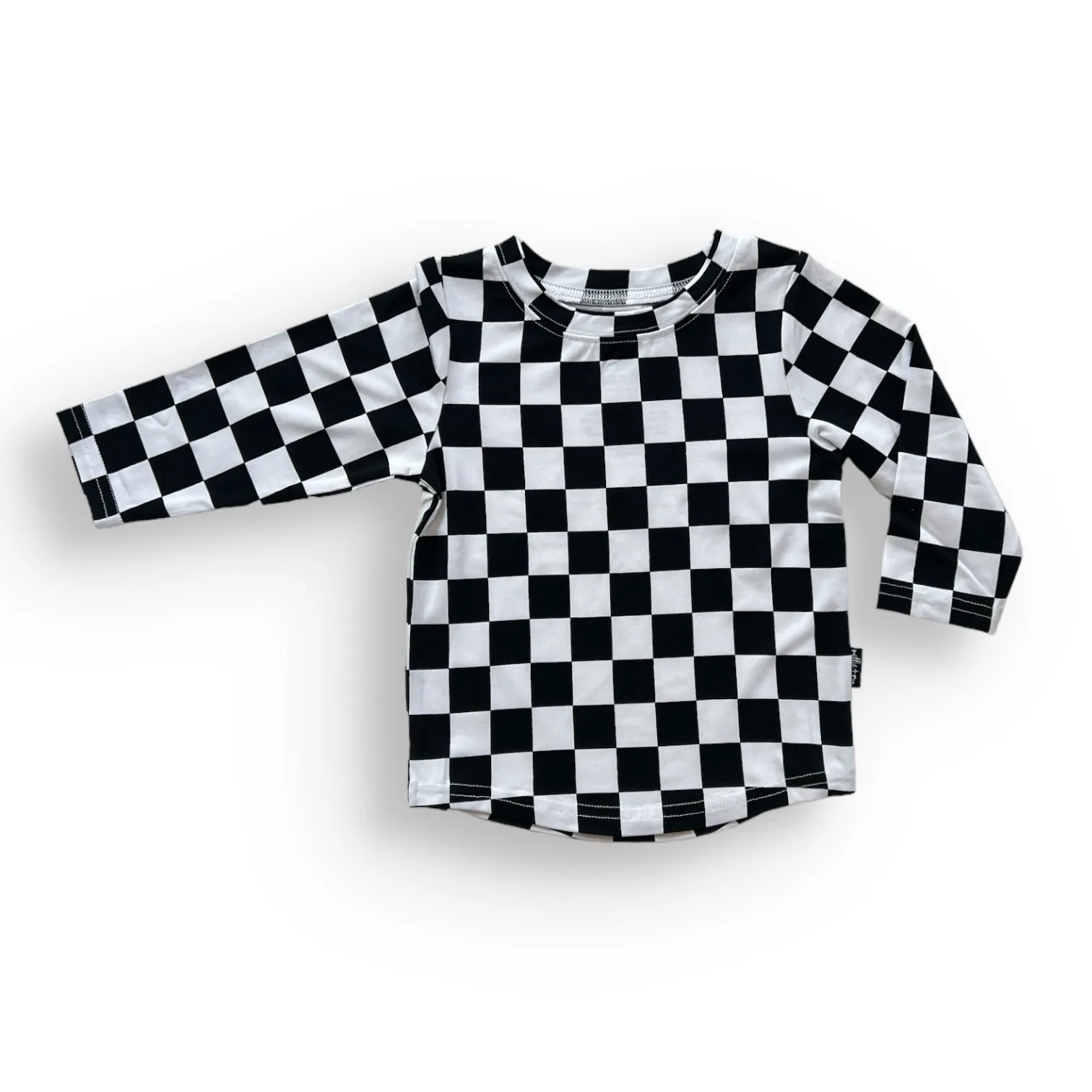 BAMBOO LONG SLEEVE TEE- B W Check