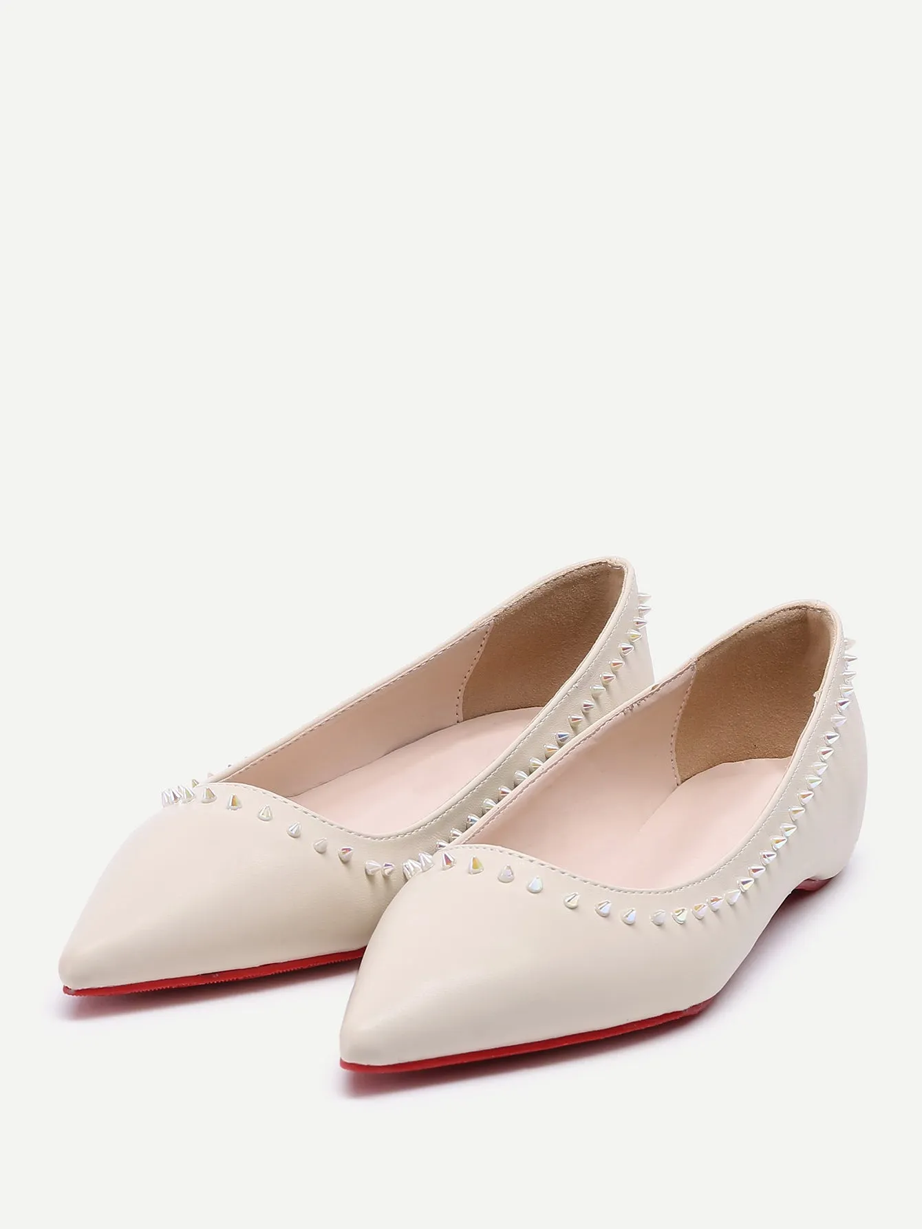 Beatiful Rockstud Detail Pointed Toe PU Flats