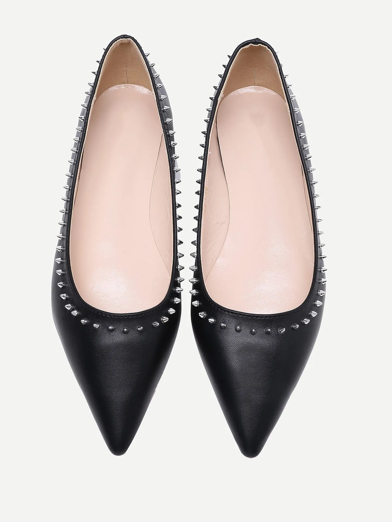 Beatiful Rockstud Detail Pointed Toe PU Flats