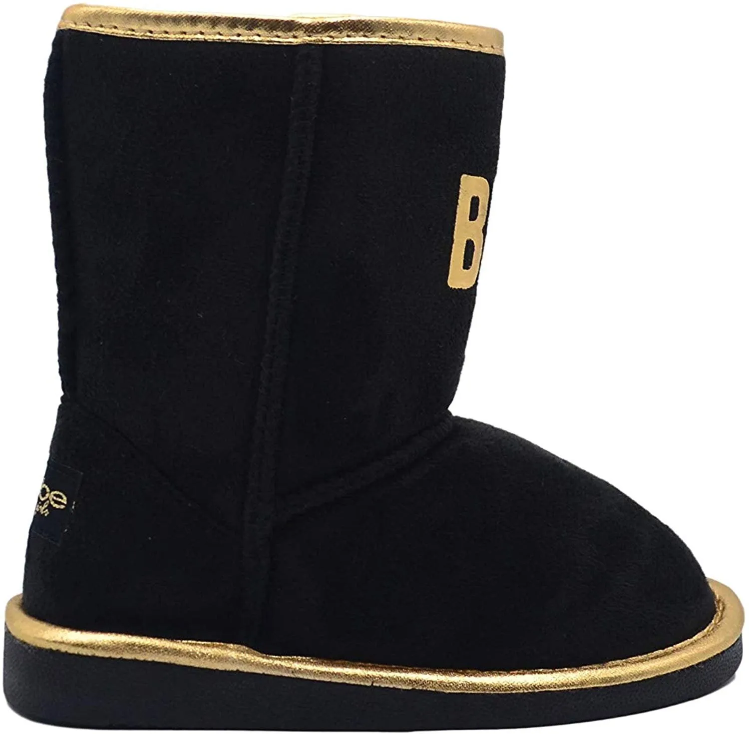 bebe Girls Big Kid Mid Calf Easy Pull-On Microsuede Winter Boots Embellished with Metallic Trim