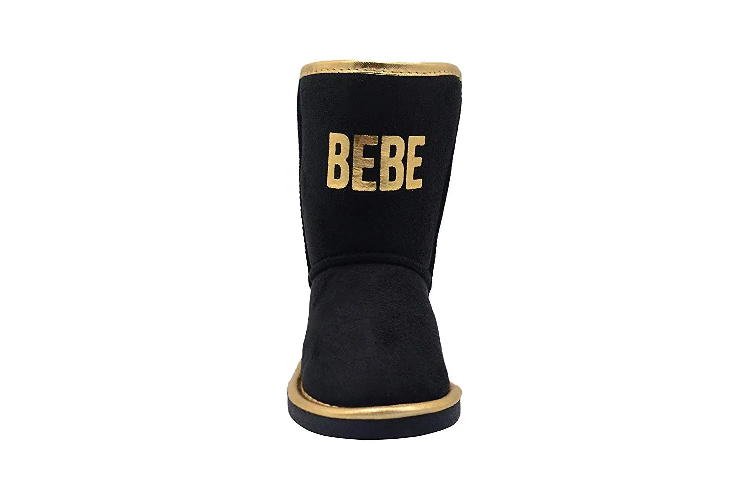 bebe Girls Big Kid Mid Calf Easy Pull-On Microsuede Winter Boots Embellished with Metallic Trim