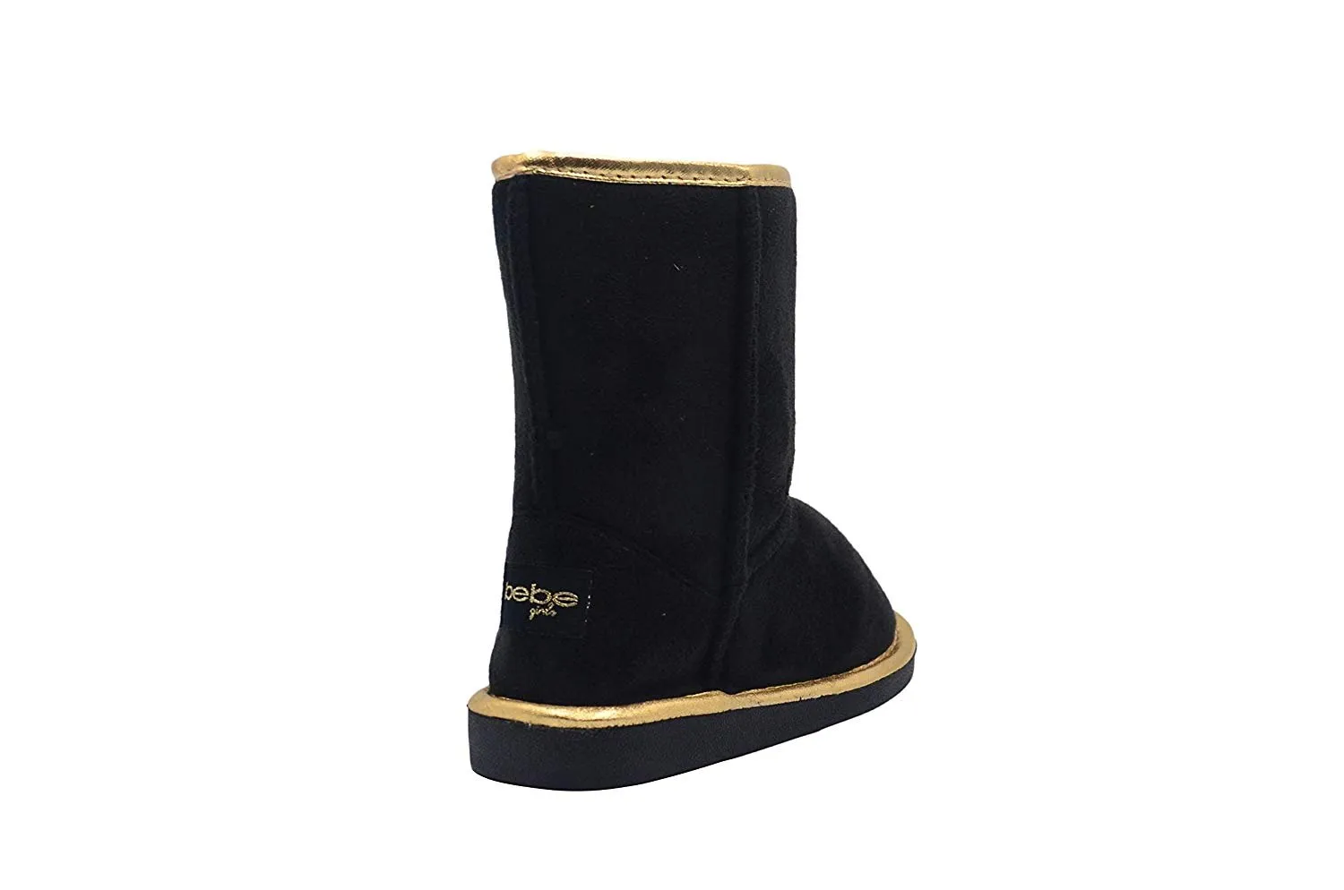 bebe Girls Big Kid Mid Calf Easy Pull-On Microsuede Winter Boots Embellished with Metallic Trim