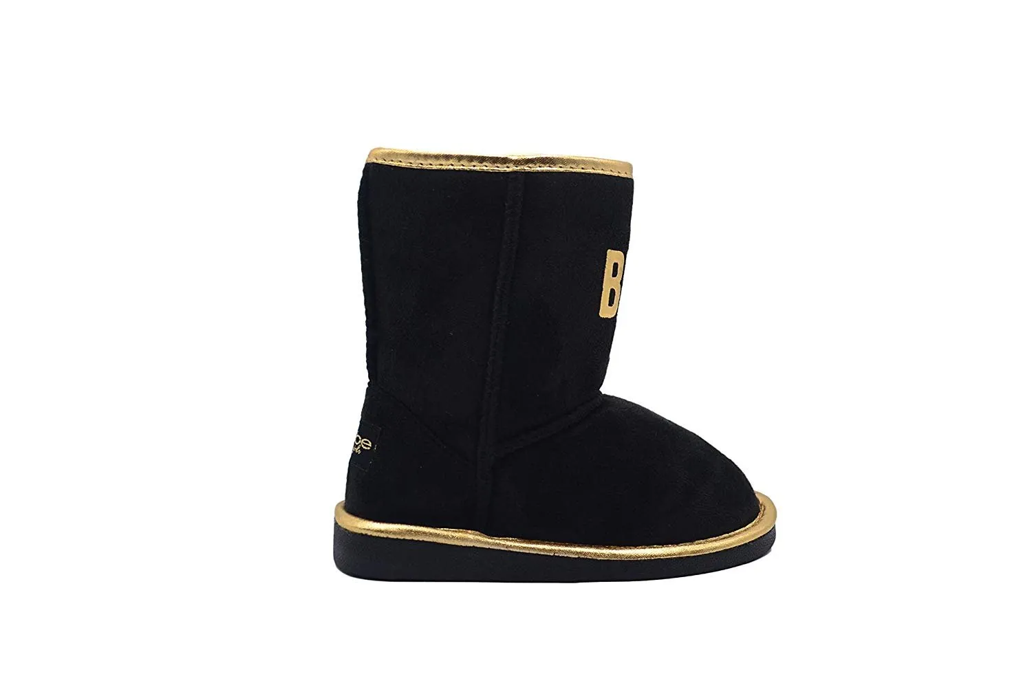 bebe Girls Big Kid Mid Calf Easy Pull-On Microsuede Winter Boots Embellished with Metallic Trim