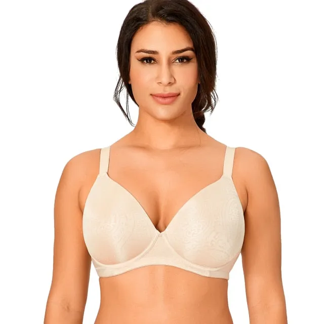 Beige Seamless Full Coverage Lightly Padded Wireless Bra for Women