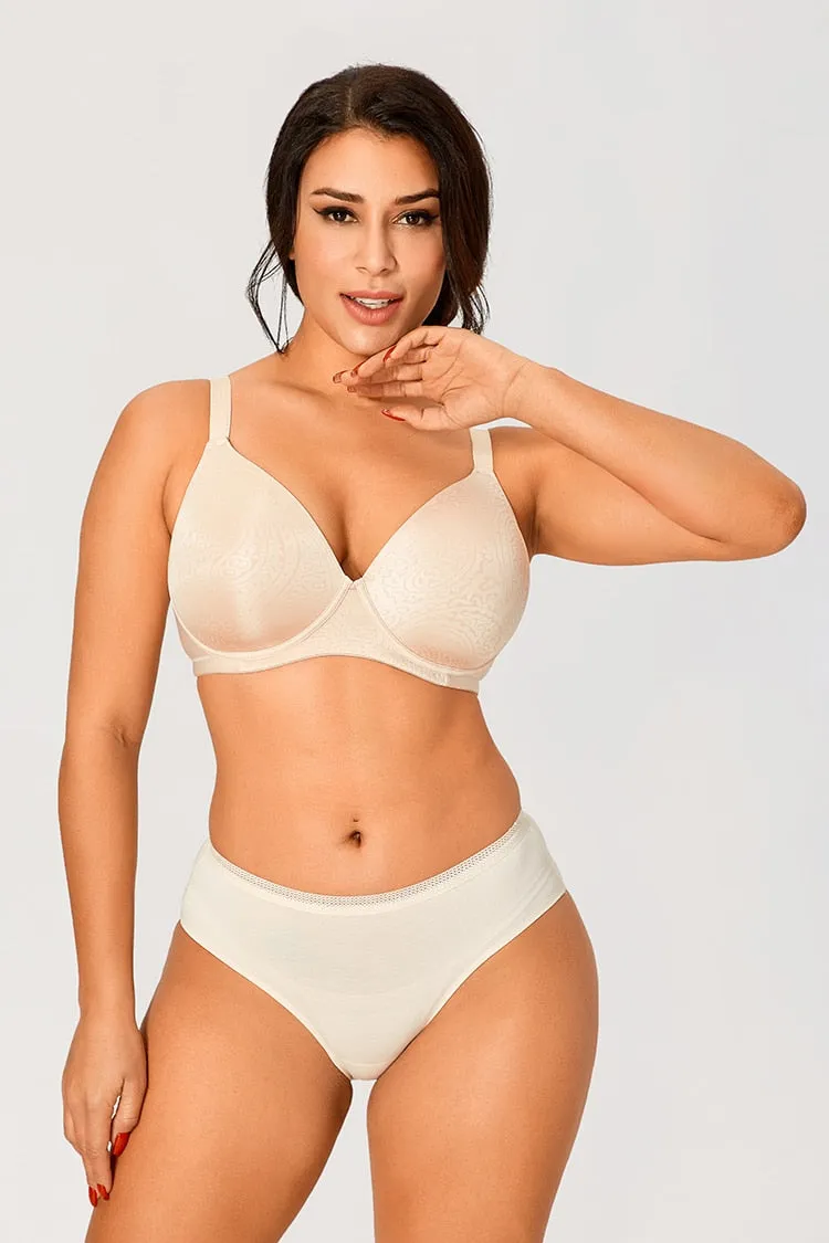 Beige Seamless Full Coverage Lightly Padded Wireless Bra for Women