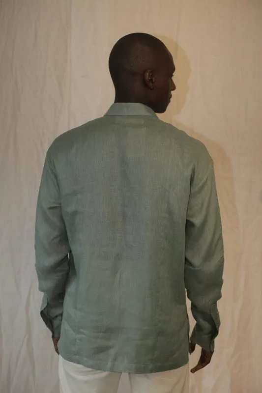 Boulevard Lagunaire  with Brass Button Shirt - Green