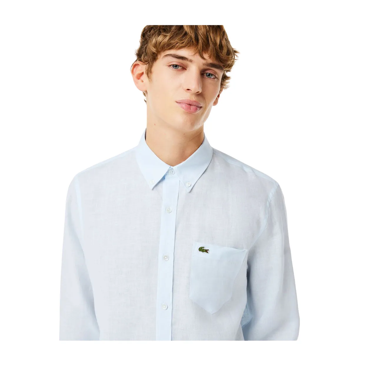 Camicia Uomo Lacoste Lino Celeste