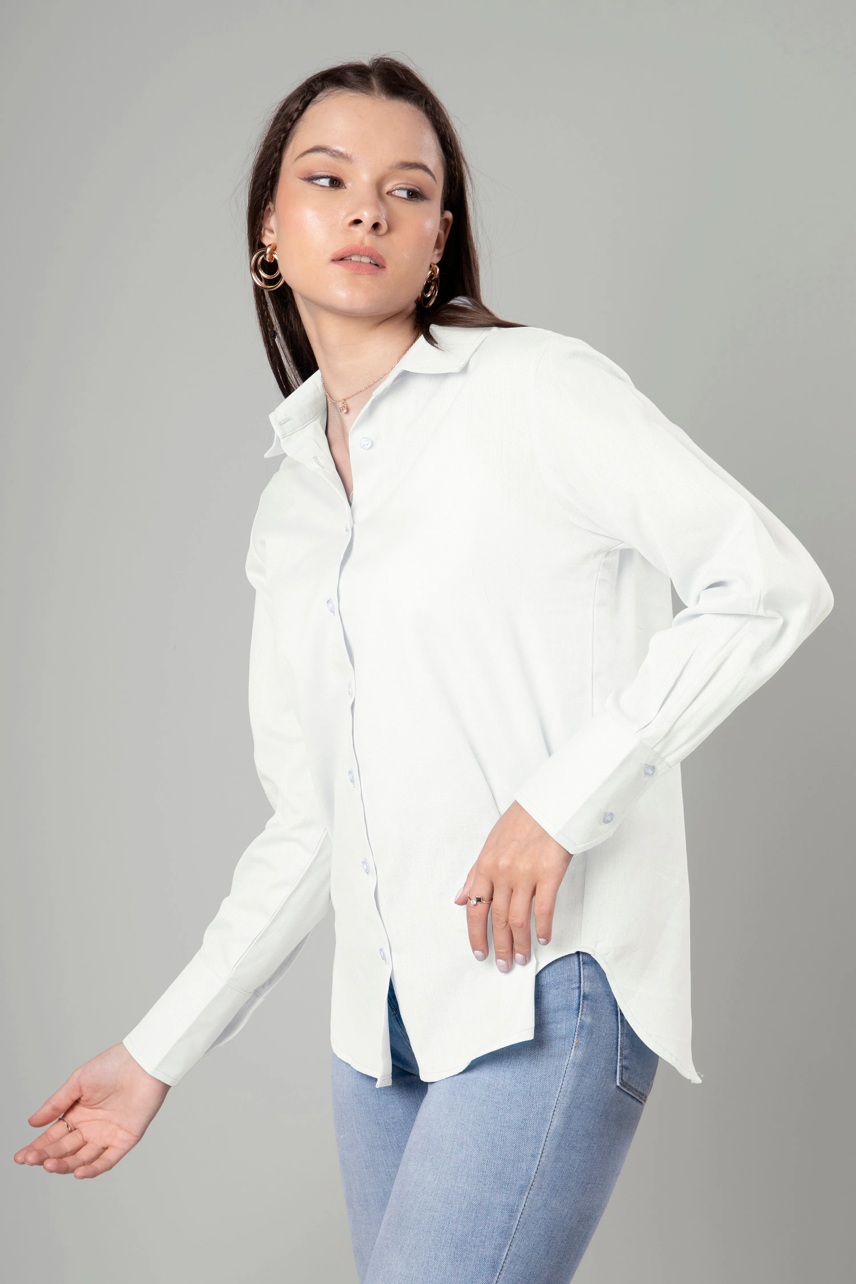 Classic Plain Cotton Shirt For Women