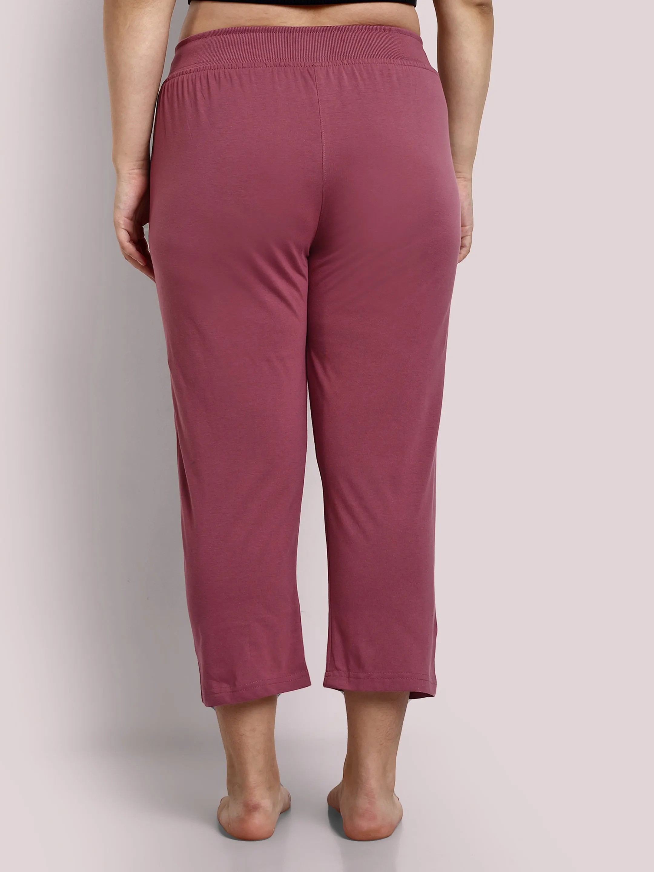 Cotton Capris For Women - Half Capri Pants - MAUVE