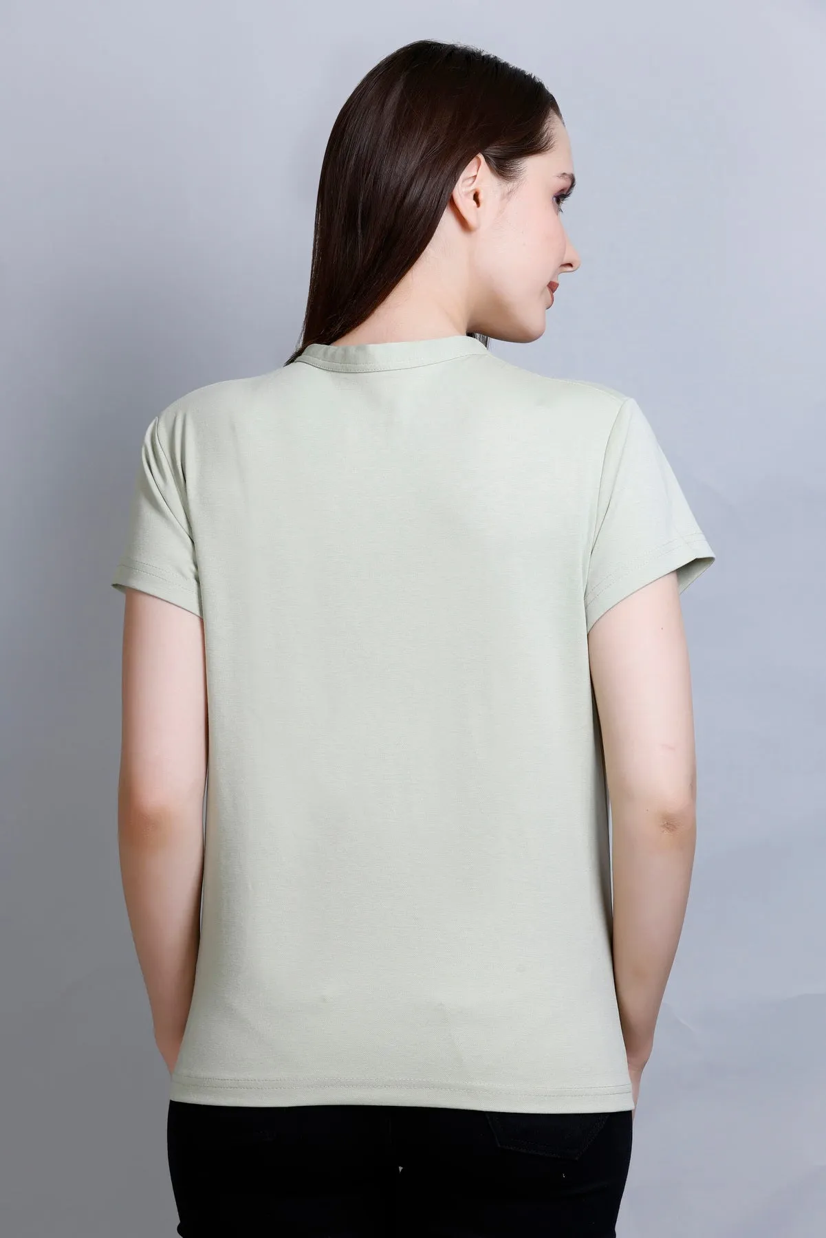 Cotton Casual T-shirts For Summers- Eucalyptus (Available  In Plus Sizes)