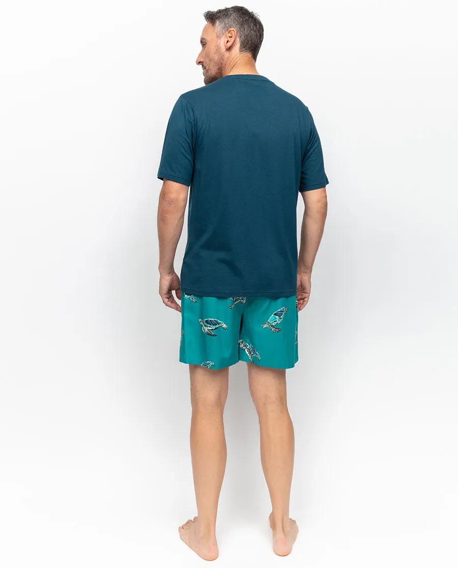 Cove Mens Jersey T-shirt and Turtle Print Shorty Set