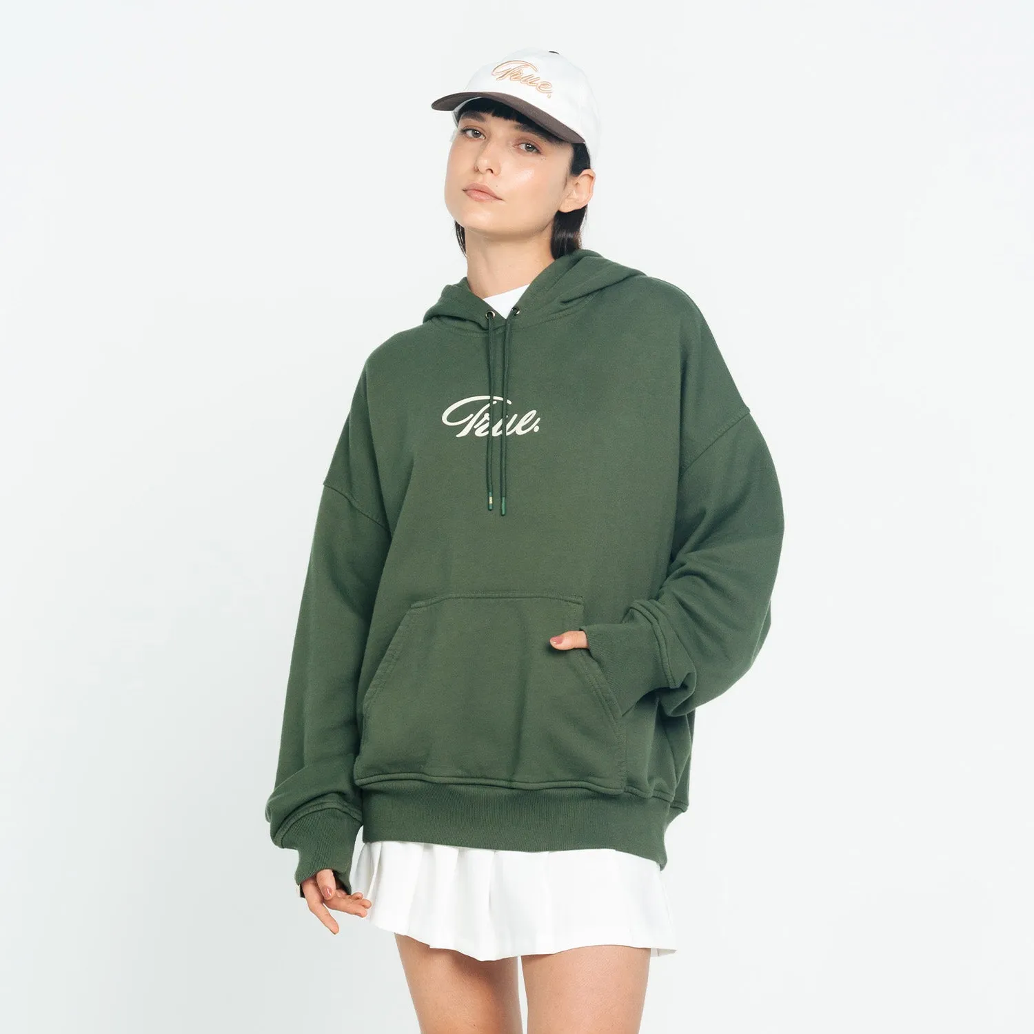 Curvy Logo Hoodie - Military Green