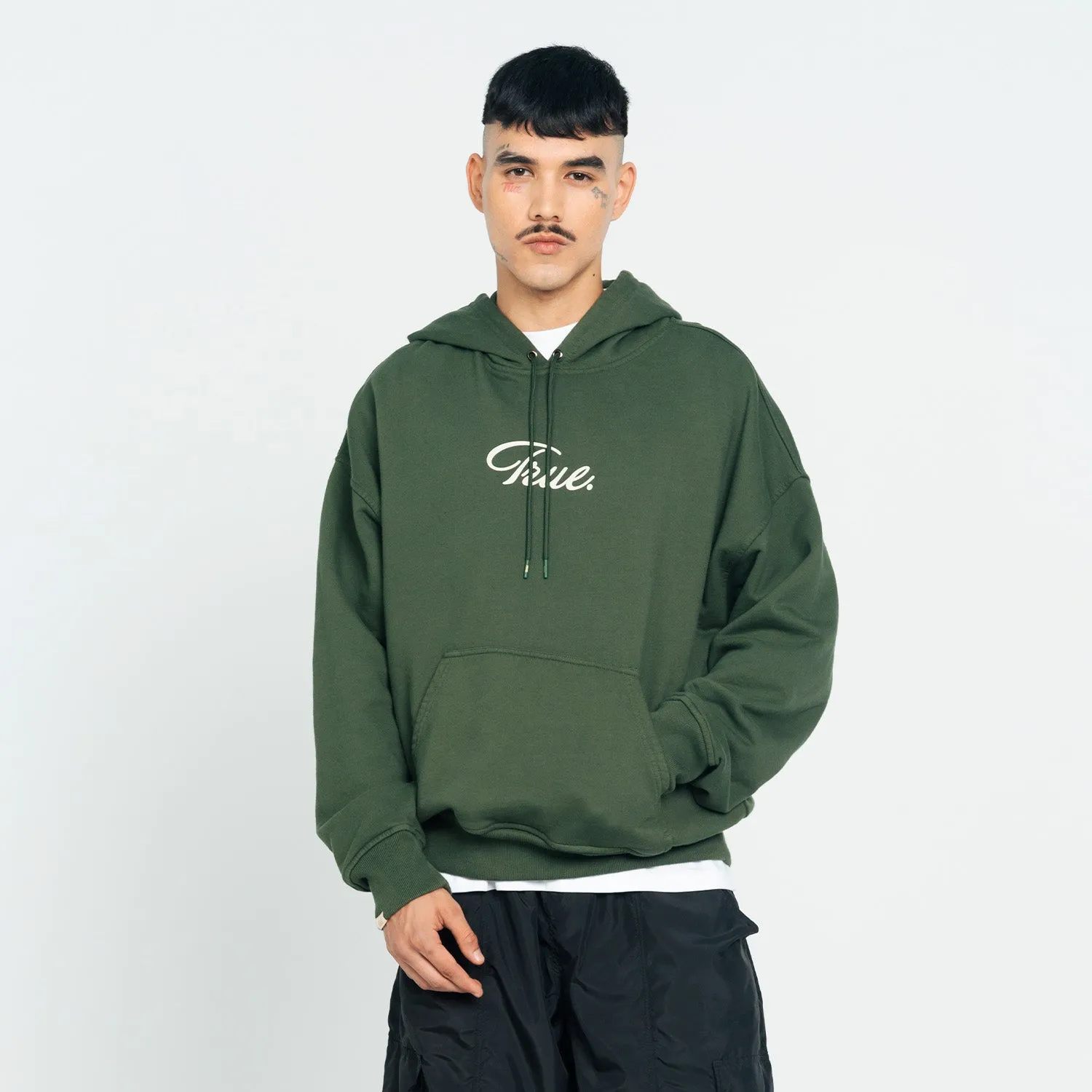 Curvy Logo Hoodie - Military Green