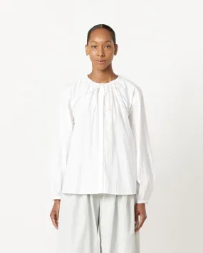 Drawstring Shirring Shirt in White