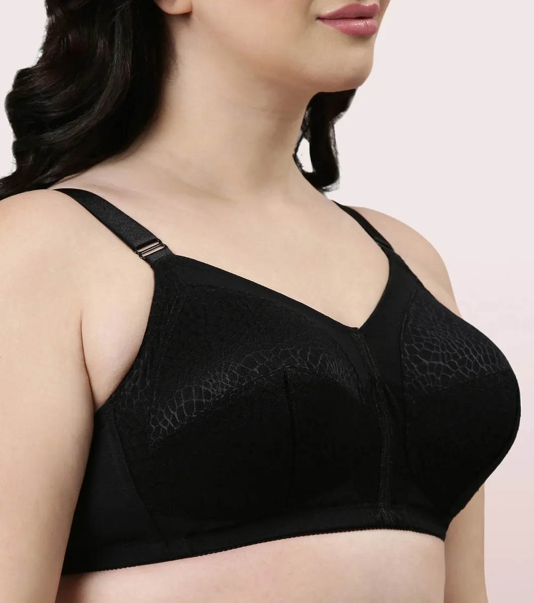 Enamor Body Transform F096 Ultimate Curve Support Bra for Women- Full Coverage, Non Padded and Wirefree - Black