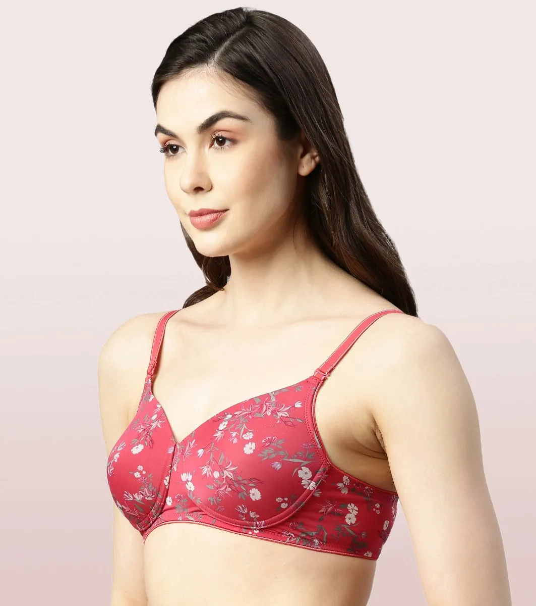 Enamor Dope Dye F165 Ecolite Fabric Smooth Support Bra for Women - Padded, Wirefree and High Coverage - Honey Beige