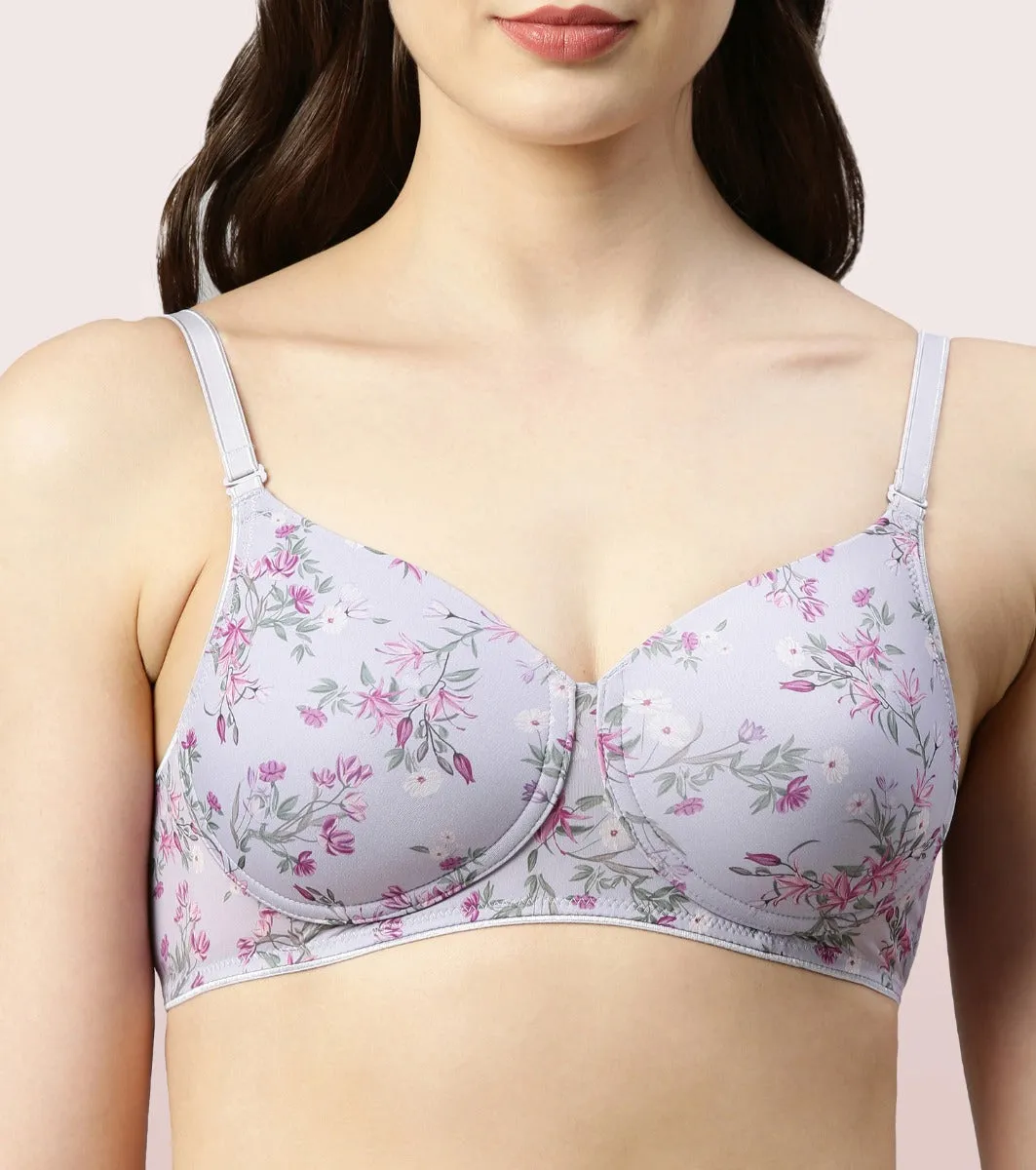 Enamor Dope Dye F165 Ecolite Fabric Smooth Support Bra for Women - Padded, Wirefree and High Coverage - Honey Beige