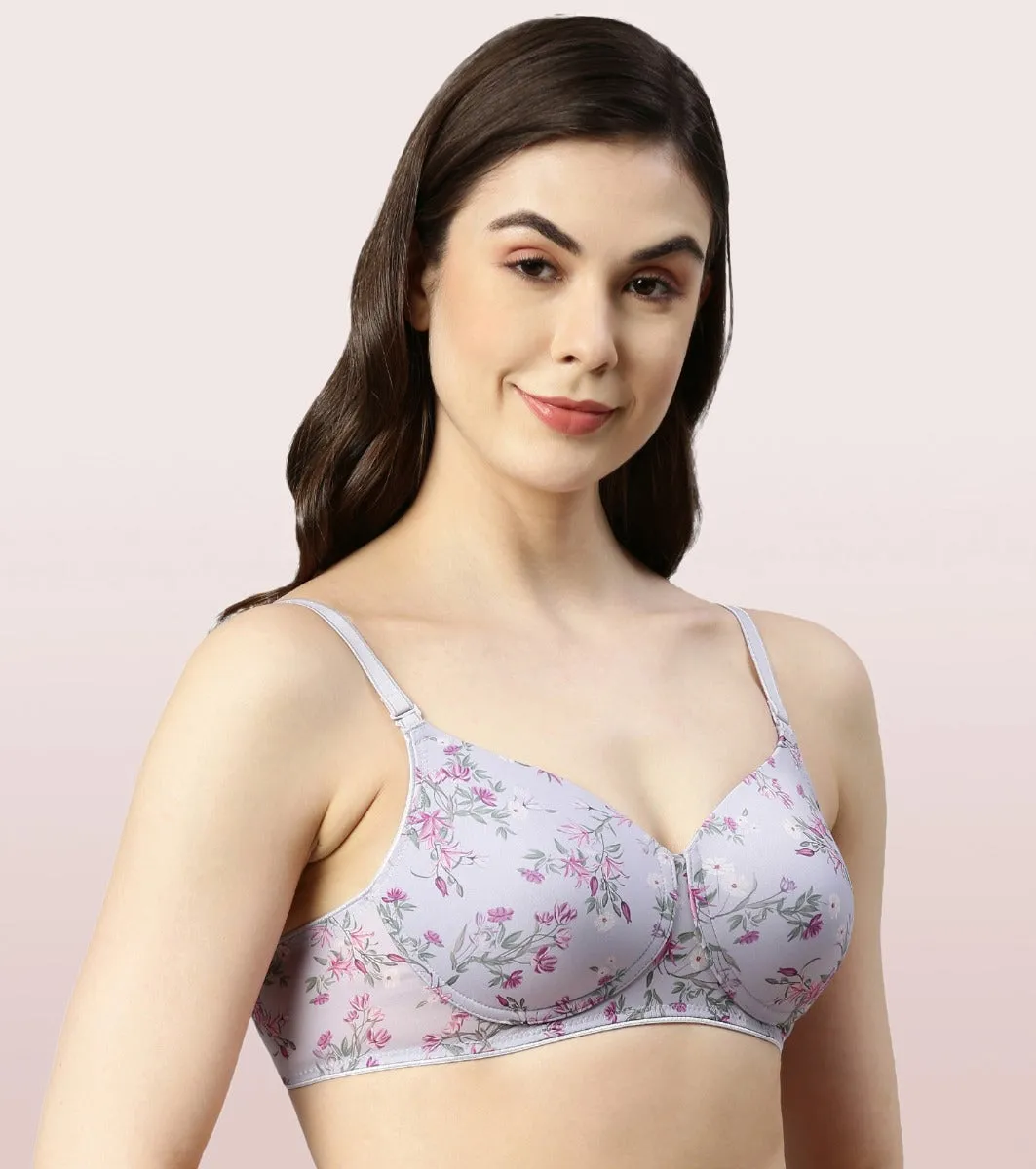 Enamor Dope Dye F165 Ecolite Fabric Smooth Support Bra for Women - Padded, Wirefree and High Coverage - Honey Beige