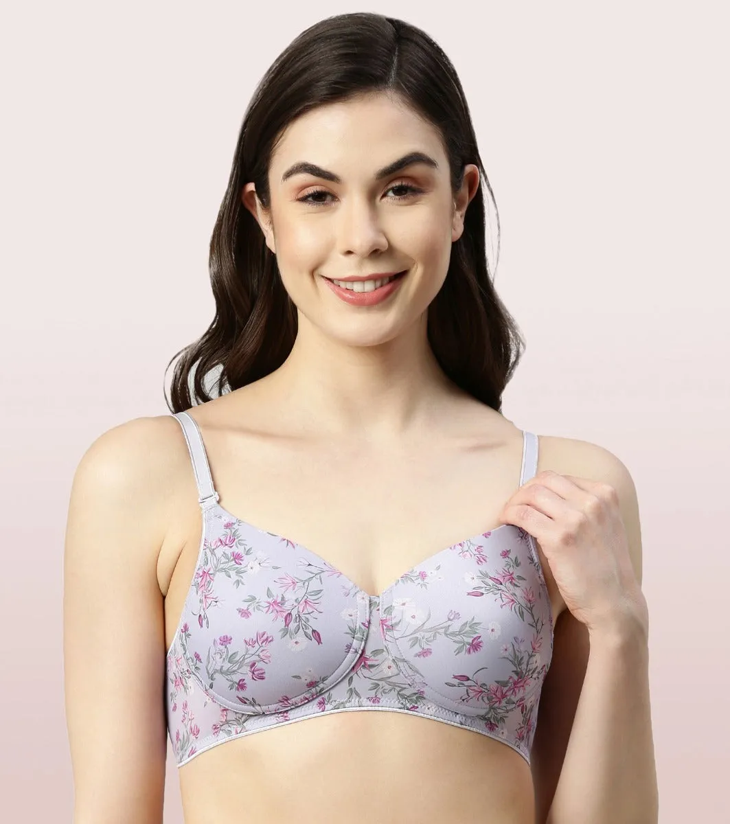 Enamor Dope Dye F165 Ecolite Fabric Smooth Support Bra for Women - Padded, Wirefree and High Coverage - Honey Beige