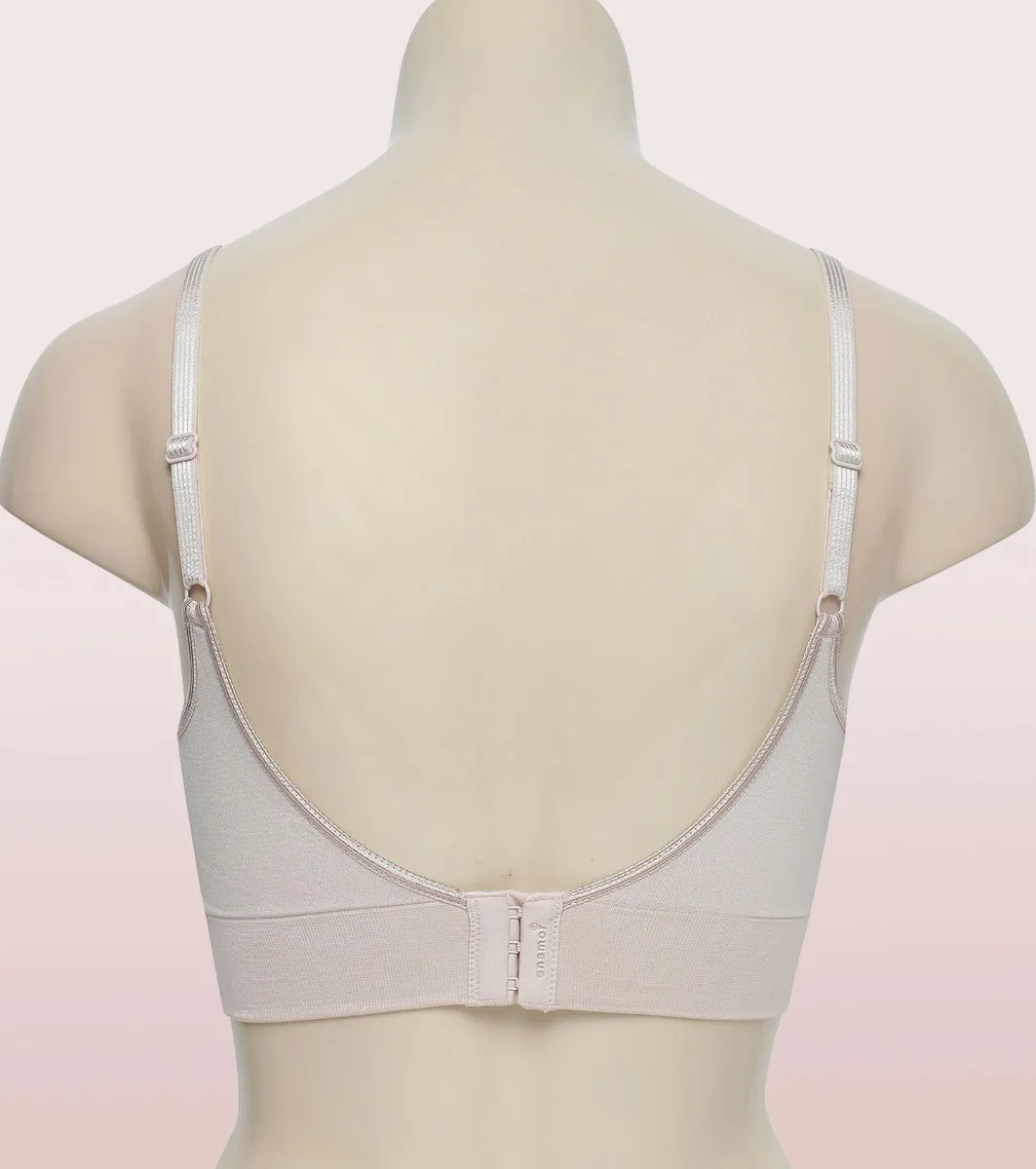 Enamor FlexiFree F037 Ultimate Comfort Seamless No -pinch T-shirt Bra for Women- High Coverage, Padded and Wirefree - Almond Skin