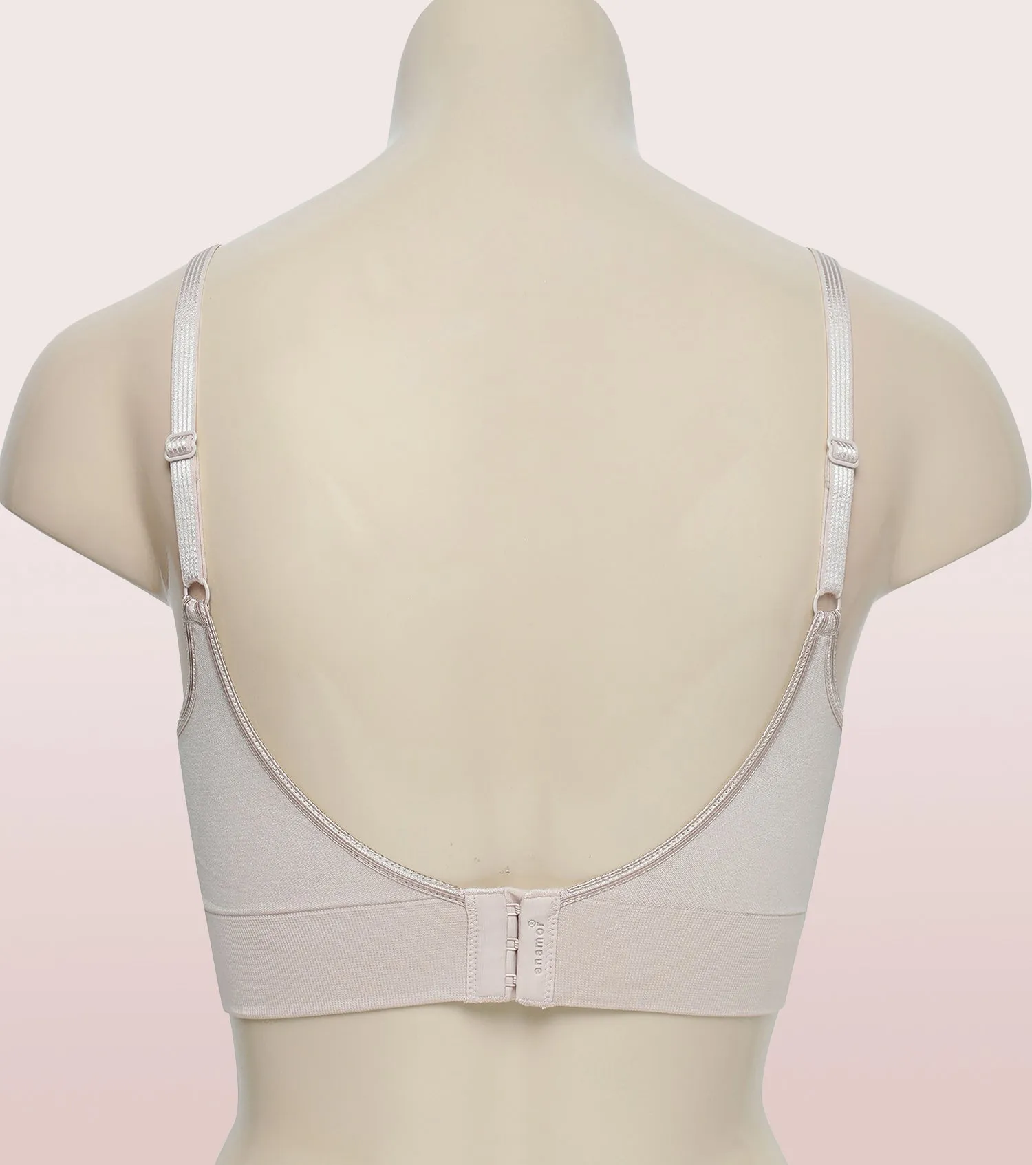 Enamor FlexiFree F037 Ultimate Comfort Seamless No -pinch T-shirt Bra for Women- High Coverage, Padded and Wirefree - Almond Skin