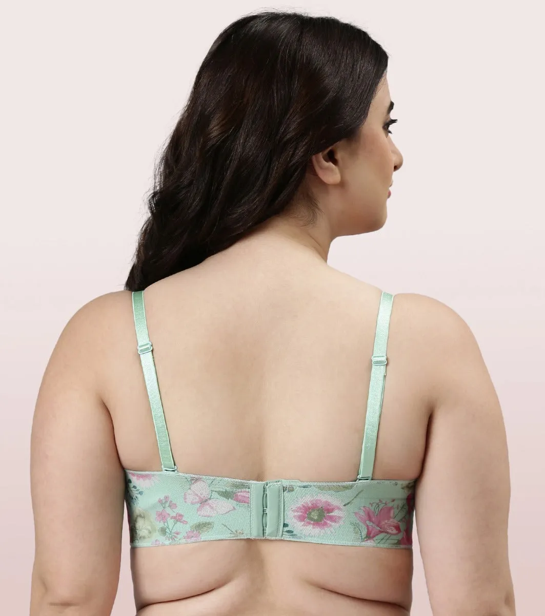 Enamor Full Figure, Strapless & Multi-Way Bra For Women - Padded, Wired Bra For Perfect Shape & Coverage | F074 | Mint Floral