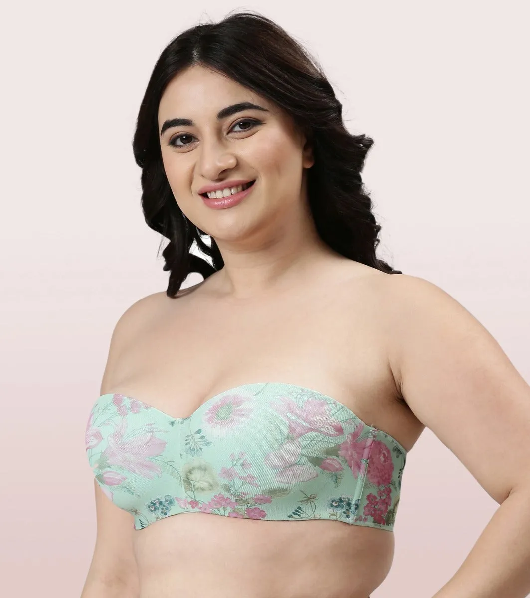 Enamor Full Figure, Strapless & Multi-Way Bra For Women - Padded, Wired Bra For Perfect Shape & Coverage | F074 | Mint Floral