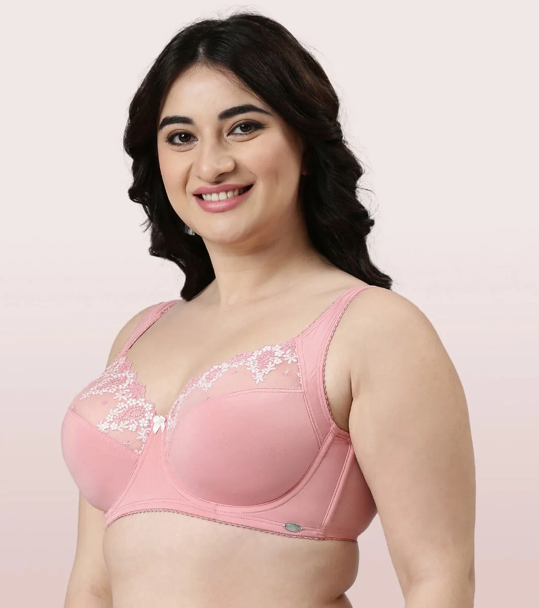 Enamor Perfect Lift Full Support Bra For Women | Non-Padded, Wired, High Coverage Bra With Pretty Lace Detailing | F087 | Confetti