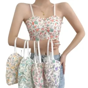 Floral Padded Crop Top Bralette Camisole Bra