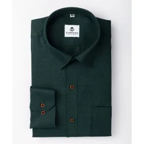 Forest Green Color Blended Linen Shirt For Men's