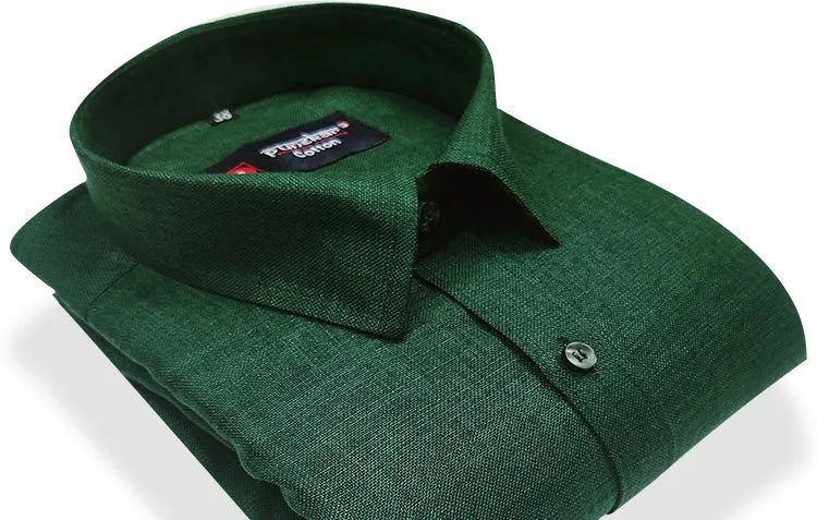 Forest Green Color Blended Linen Shirt For Men's