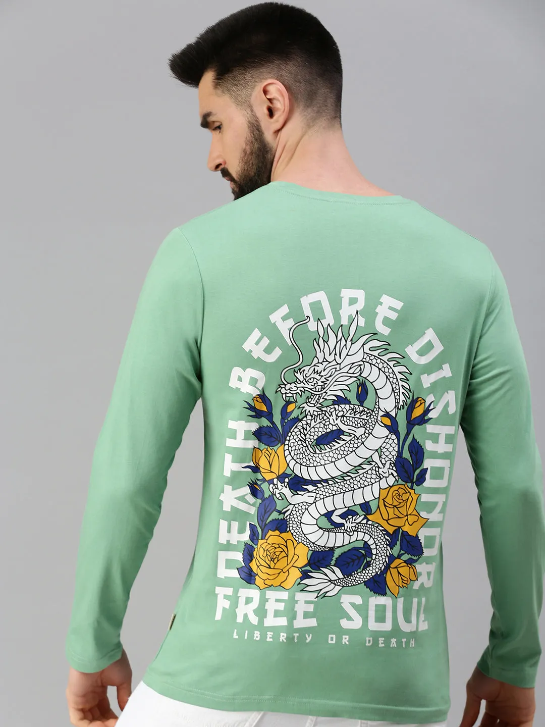 Free Soul Dragon Full Sleeve Green T-Shirt