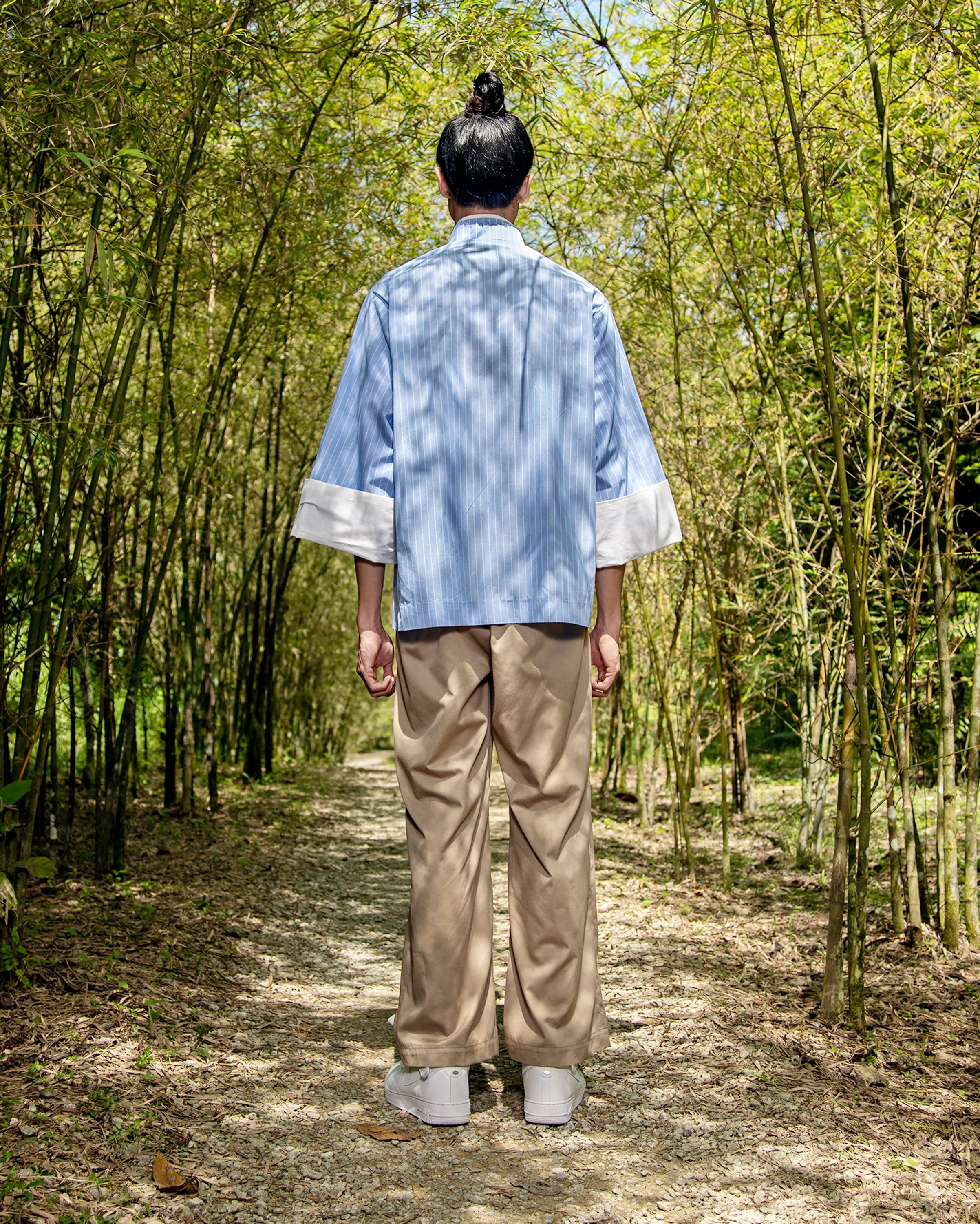 Gong Tang Shirt (Blue White Pinstripes)