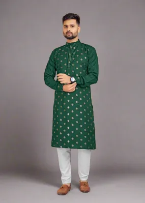 Green Cotton Men's Kurta with Pajama