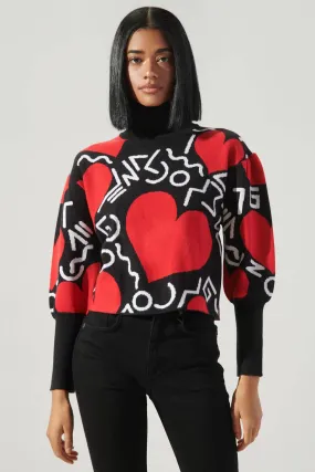 Heart on Your Sleeve Turtle Neck Sweater