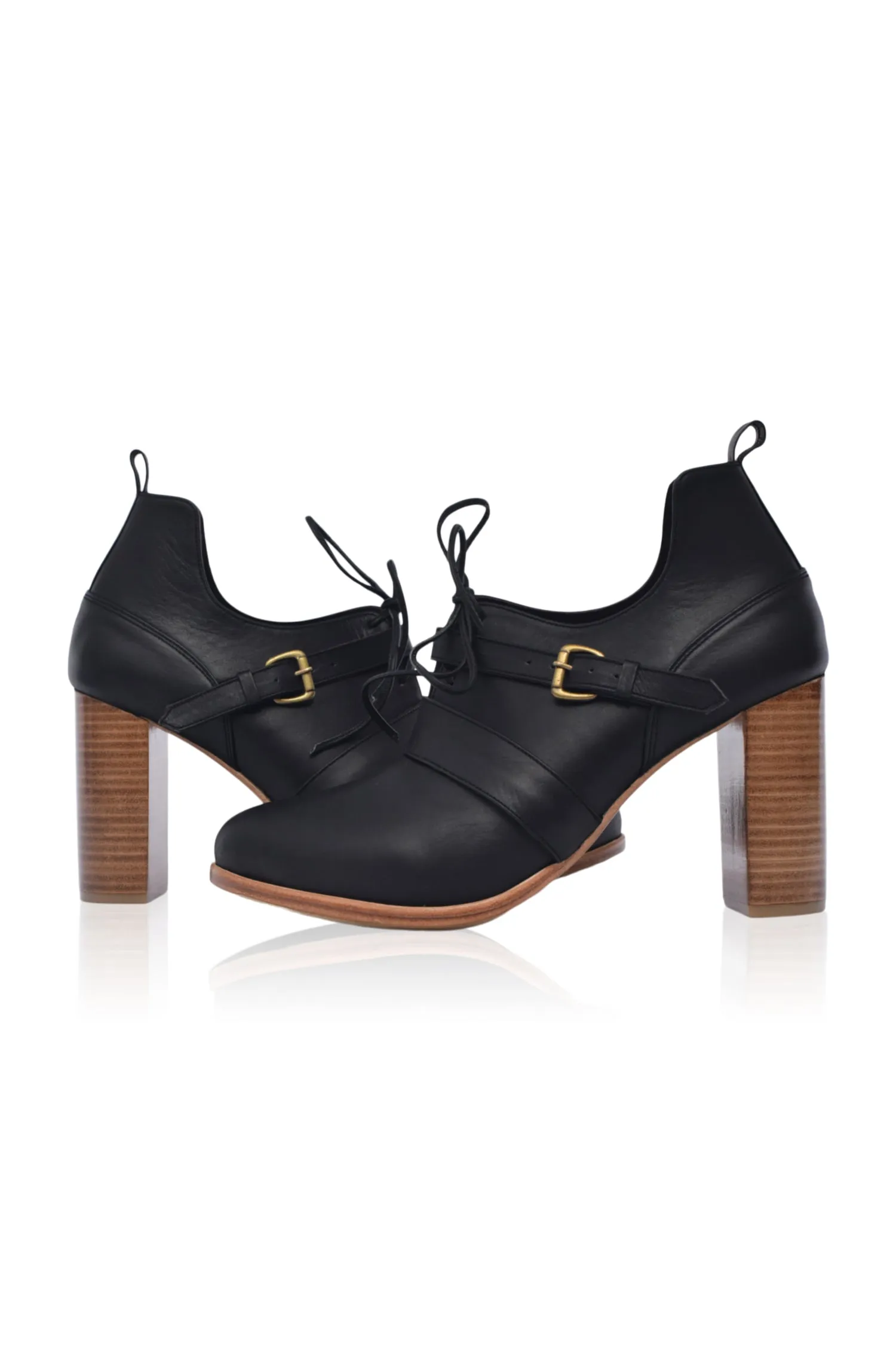 Josephine Lace up Leather Heels (Sz. 5 & 8)