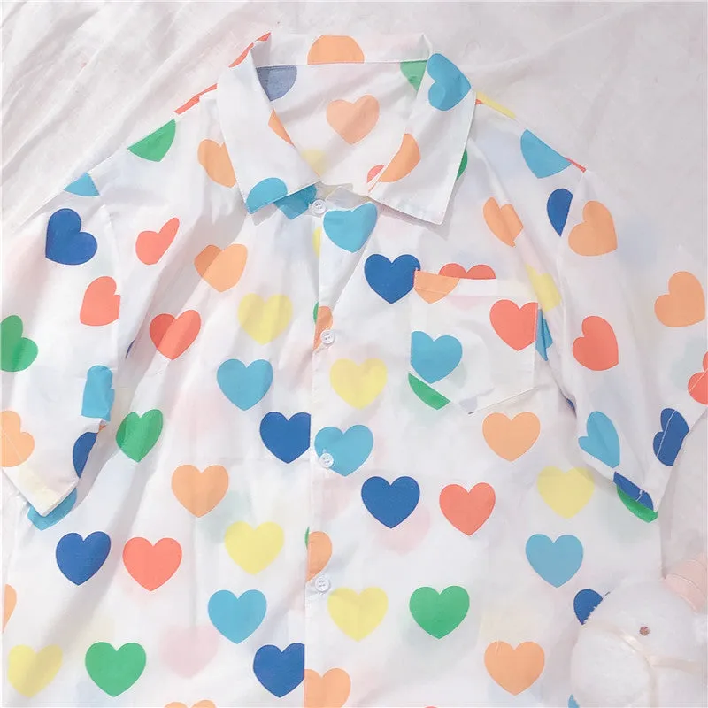 Kawaii Heart All Over Blouse AD12102