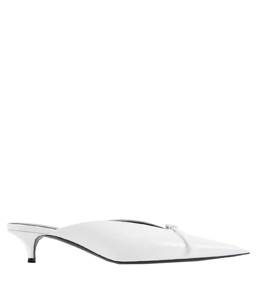 Knife Kitten Leather Mule, White