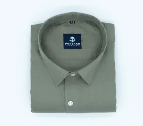 Moss Green Color Dobby Cotton Shirt For Men