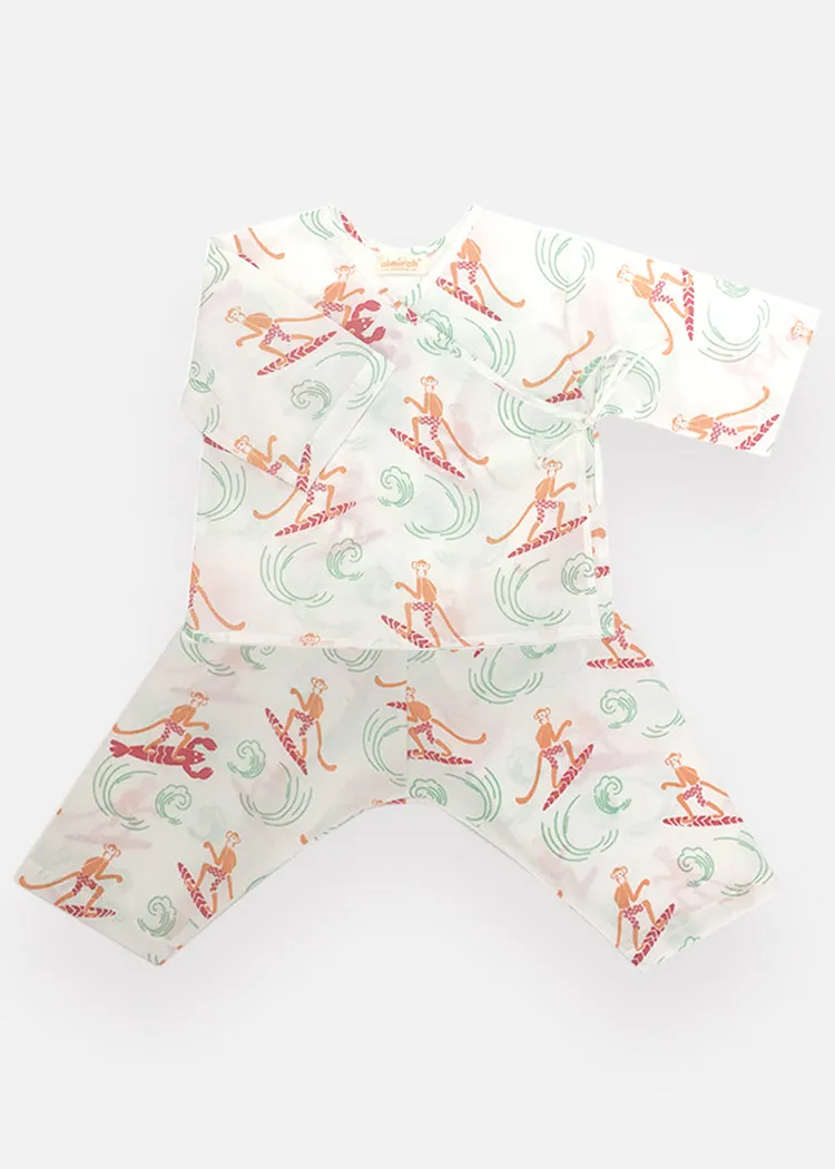 Newborn Baby Kimono - Monkey Surf