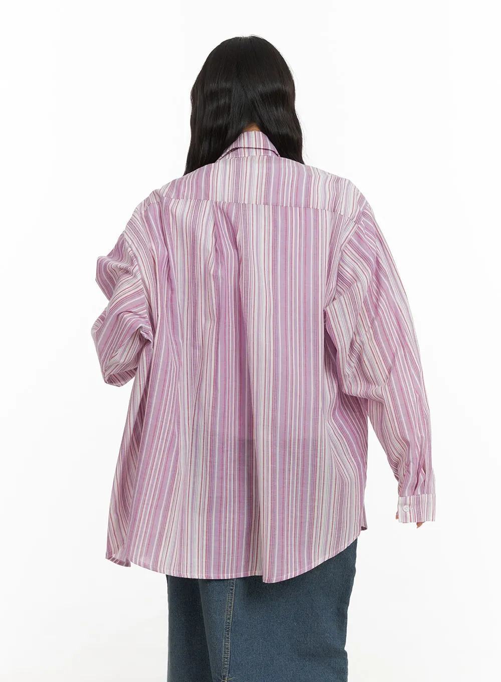 Oversized Stripe Cotton Shirt CA408