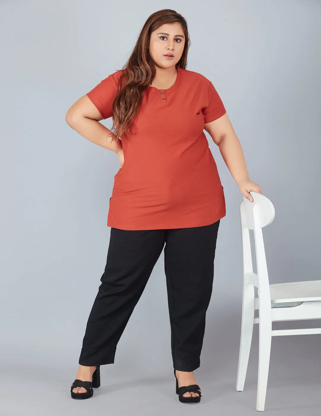 Plus Size Cotton T-shirts For Summer - Rust