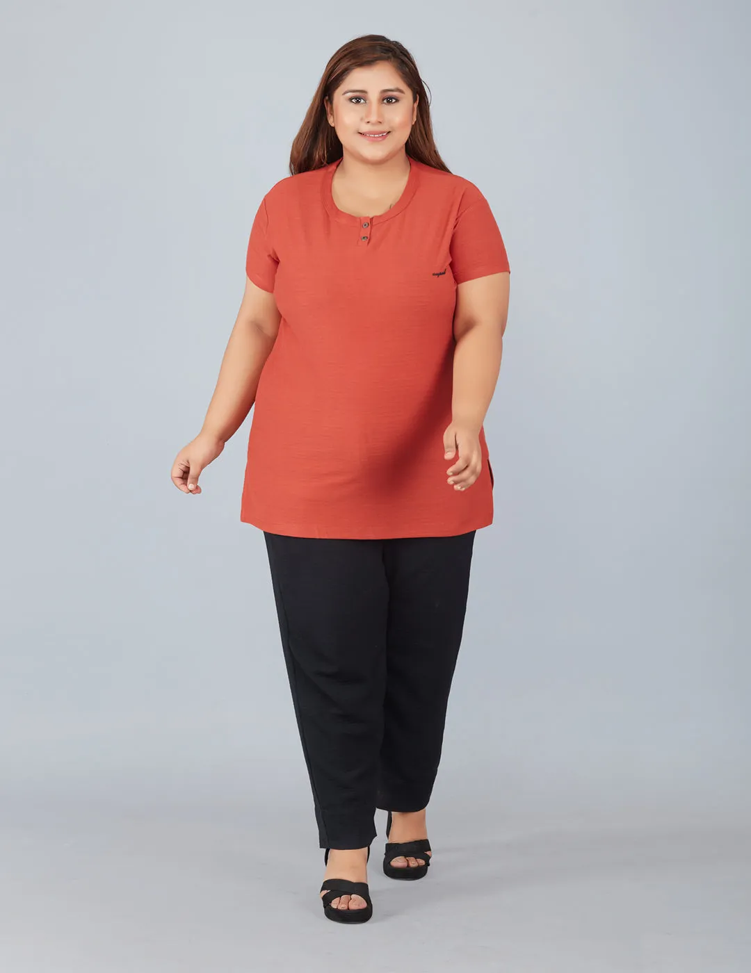 Plus Size Cotton T-shirts For Summer - Rust