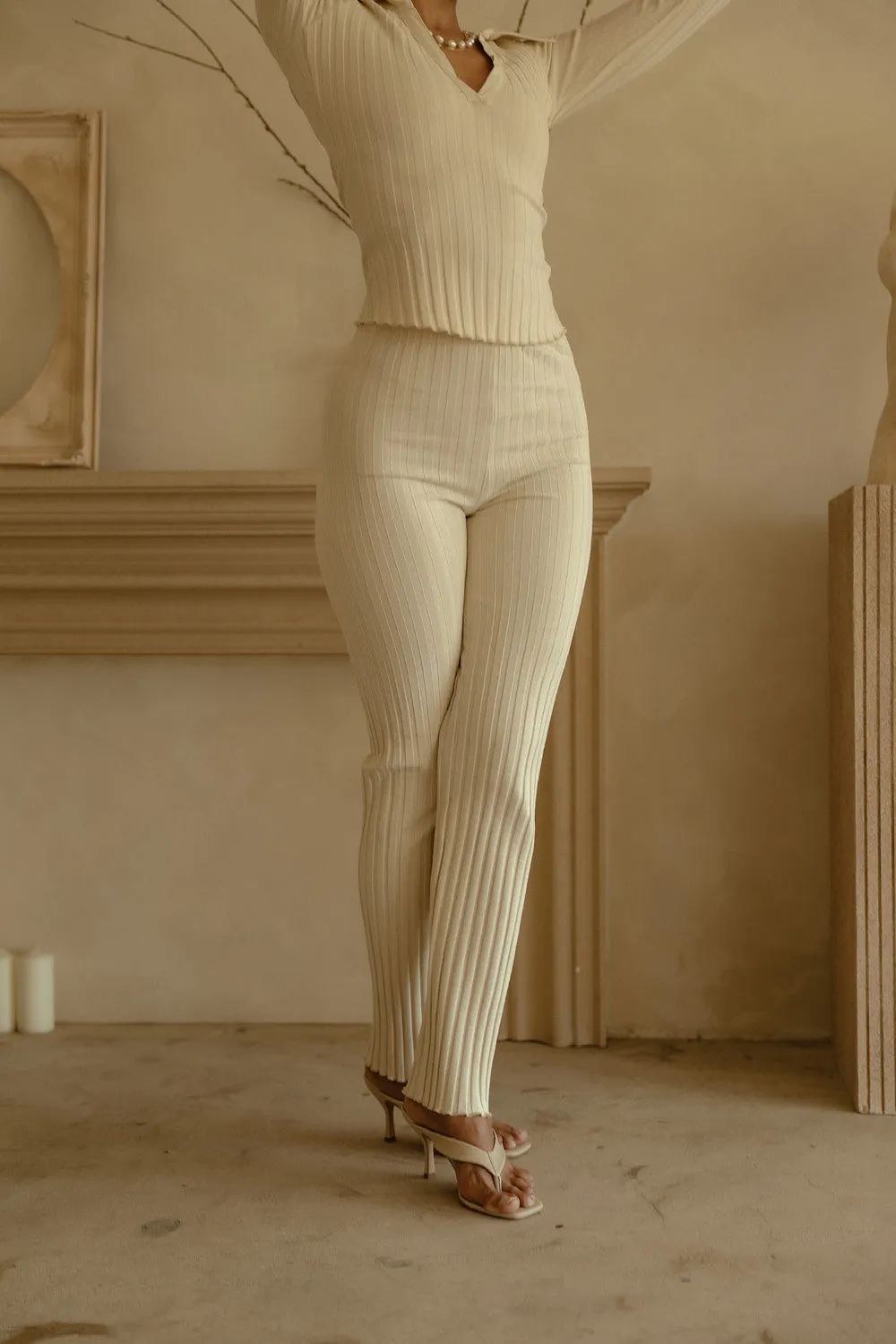 Ribbed Pants in White