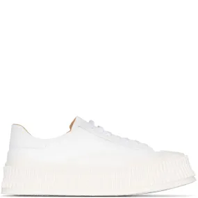 Ribbed Sole Lamb Trainer, White