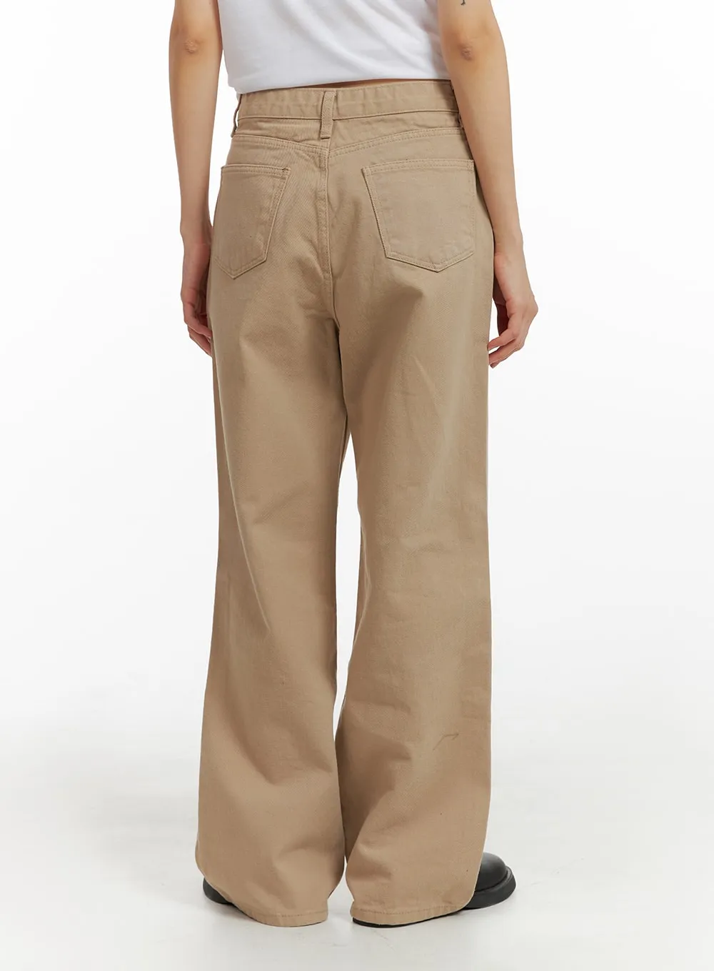 Solid Straight Leg Trousers IM414