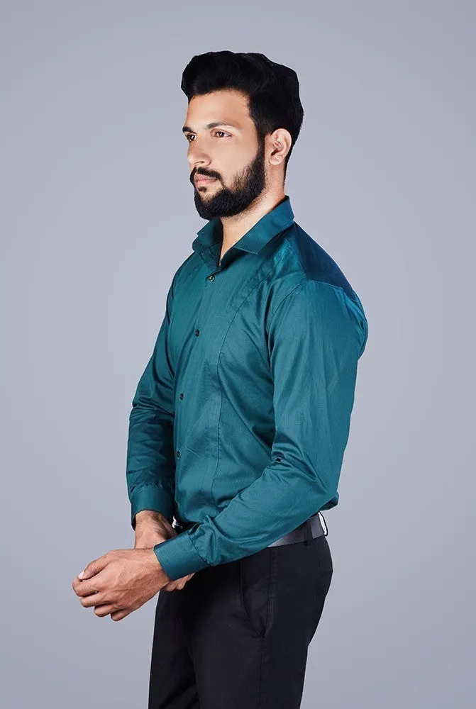 Striped Shirt Men - Men Green Pinstripe Self Design Shirt